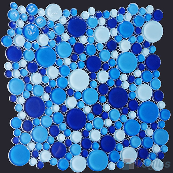 Blue Mixed Pebble Bubble Glass Mosaic Tile VG-UPB98