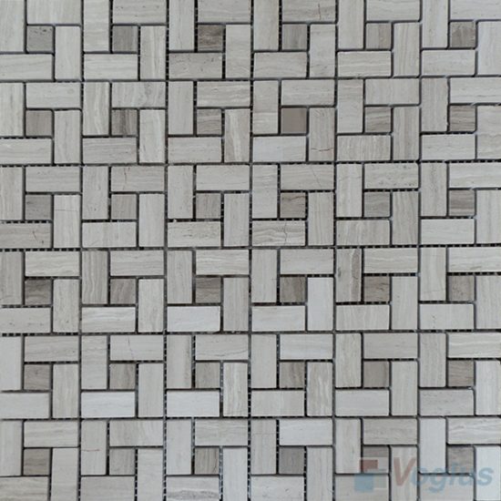 Wooden White Polished Pinwheel Stone Mosaic Tiles VS-PPW95