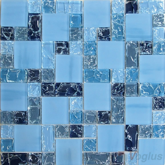 Baby Blue Eyes Magic Cube Ice Crackle Glass Mosaic Tiles VG-CKM90