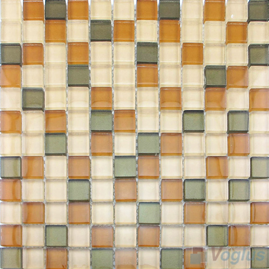 Brown Mixed 8mm Thickness Crystal Glass Tiles VG-CYB99