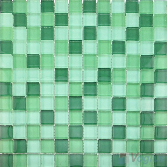 Green Mixed 8mm Thickness Crystal Glass Tiles VG-CYB97