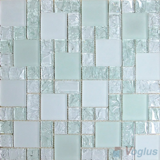 Light Cambridge Blue Magic Cube Ice Crackle Glass Mosaic Tiles VG-CKM88
