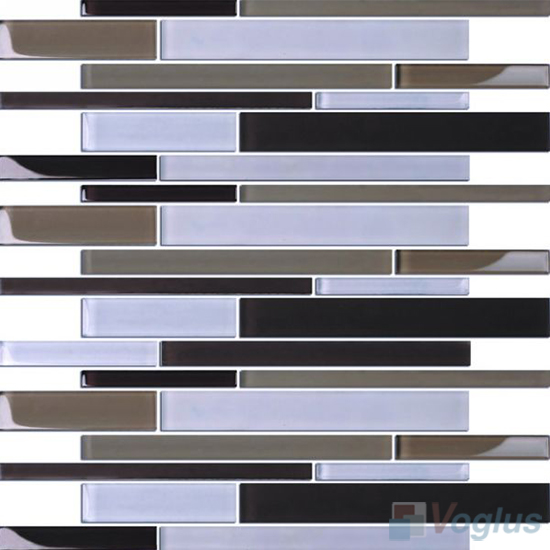 Purple Mixed Linear Clear Crystal Glass Mosaic VG-CYL88