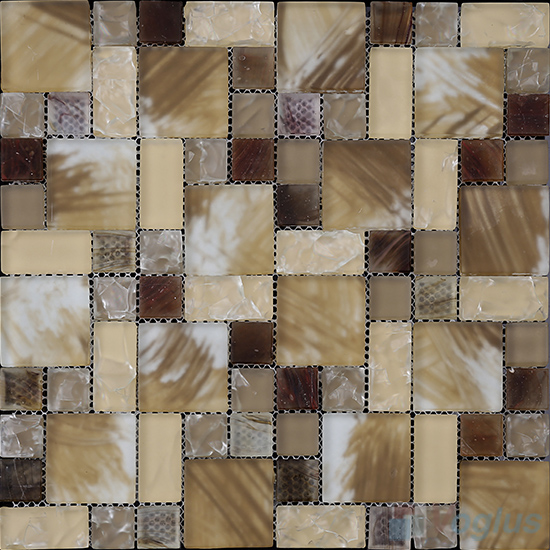 Russet Magic Cube Ice Crackle Glass Mosaic Tiles VG-CKM95