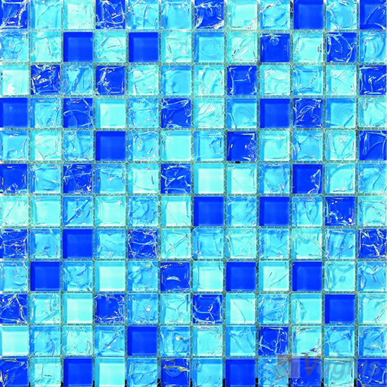 Sky Blue Mixed Ice Crackle Crystal Glass Mosaic VG-CKB97