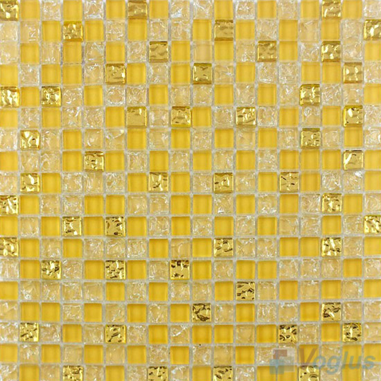 Stil de Grain Yellow Ice Crackle Glass Mosaic VG-CKA91