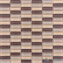 Brown Cream Mixed Checker Clear Crystal Glass Mosaic Tiles VG-CYC97