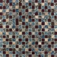 Seal Brown Ice Crackle Glass Mosaic with Stone VG-CKA95
