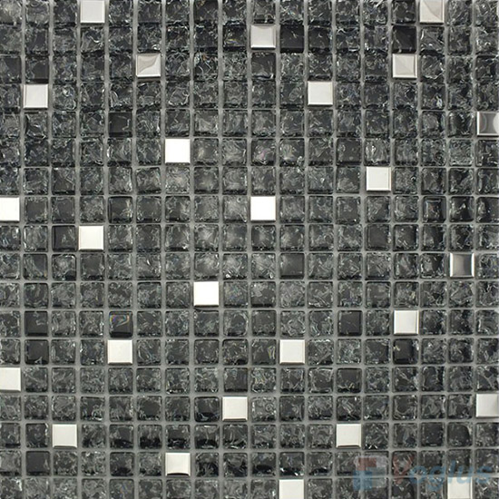 Titanium Black Ice Crackle Glass Mosaic VG-CKA86