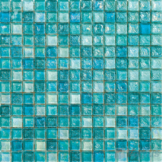 Aqua Glazed Iridescent Glass Mosaic VG-RDF95