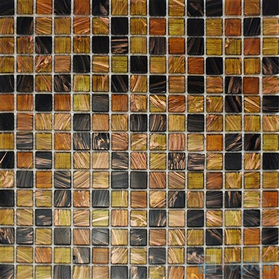 Copper 20x20mm Gold Line Glass Mosaic VG-GLF97