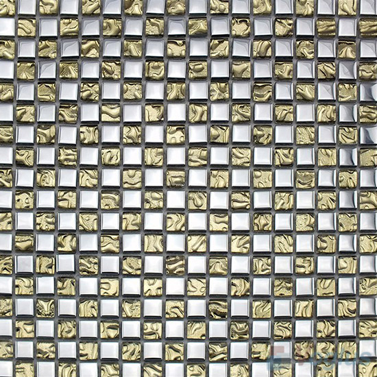 Drab 15x15mm Rough Metal Plated Glass Mosaic VG-PTA98