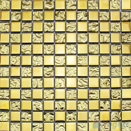 Gold Rough Metal Plated Glass Mosaic Tile VG-PTB98