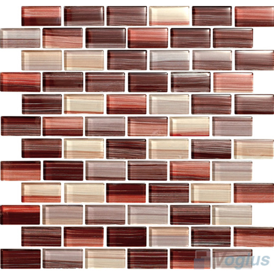 Rosewood 1x2 Subway Hand Painted Glass Tile VG-HPD96