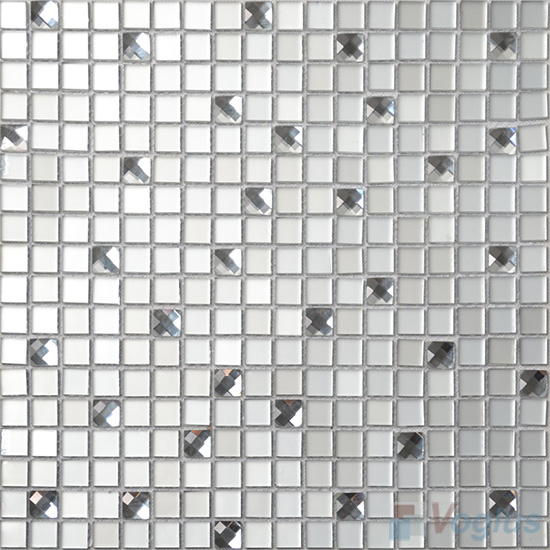 Silver 15x15mm Frosted Mirror Glass Mosaic Tile VG-MRA97