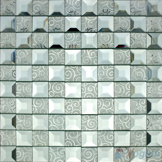 Silver Trapezia Mirror Glass Mosaic VG-MRB95