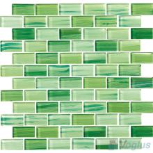 Apple Green 1x2 Subway Hand Painted Glass Tile VG-HPD97