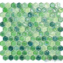 Apple Green Glazed Hexagonal Glass Mosaic Tiles VG-UHX99