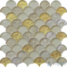 Gold Fan Shape Fish Scale Glass Tiles VG-UFN91