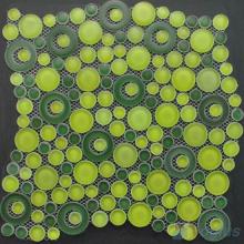 Lime Green Pebble Bubble Glass Mosaic Tile VG-UPB87