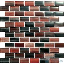 Maroon 1x2 Subway Hand Painted Glass Tile VG-HPD94