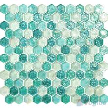 Persian Green Glazed Hexagonal Glass Mosaic Tiles VG-UHX97