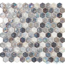 Silver Glazed Hexagonal Glass Mosaic Tiles VG-UHX96