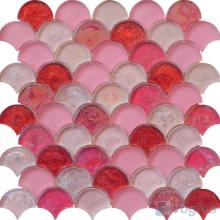 Thulian Pink Fan Shape Fish Scale Glass Tiles VG-UFN95