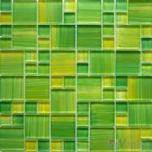 Yellow-Green Magic Cube Hand Painted Glass Mosaic Tiles VG-HPM94