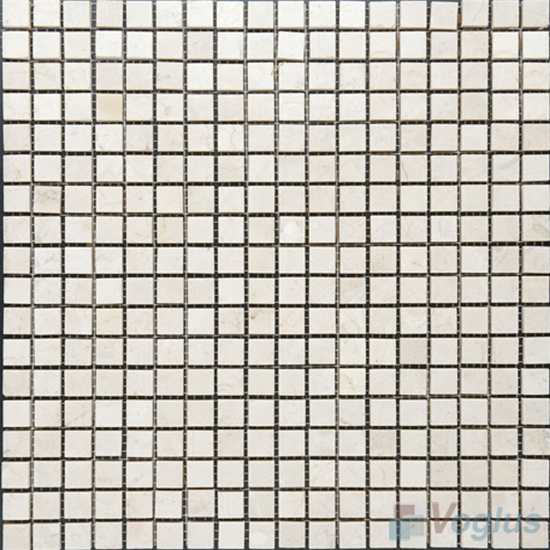 Cream Marfil 15x15mm Polished Icones Marble Mosaic Tiles VS-SAA97