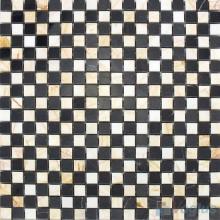 Black Beige Polished 15x15mm Checkerboard Marble Mosaic VS-SAB99