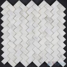 Camber Carrara White Polished Herringbone Marble Mosaic VS-PHB98