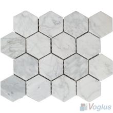 Carrara White Polished Large Hexagon Marble Mosaic VS-PHX99