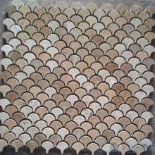 Coffee Polished Small Fan Shape Fish Scale Marble Mosaic VS-PFN96