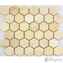 Sunny Beige Polished Medium Hexagon Marble Mosaic VS-PHX96