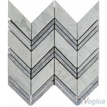 White Wings Polished Herringbone Marble Mosaic VS-PHB96
