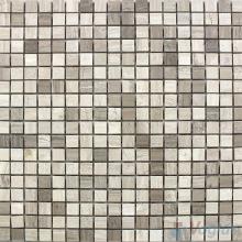 Wooden White Gray Polished 15x15mm Painbox Marble Mosaic VS-SAB97