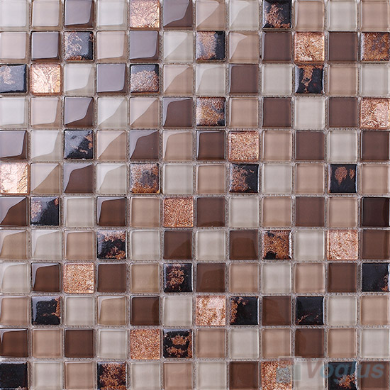 Coffee 1x1 Glass Ceramic Mosaic Tiles VB-GCB97