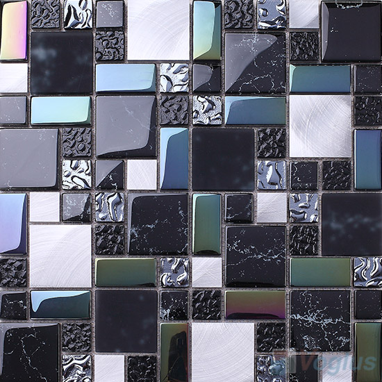 French Pattern Glass Metal Mosaic Tile VB-GMMC94