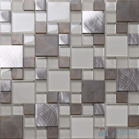 Magic Cube Glass Metal Blend Mosaic Tiles VB-GMMF90