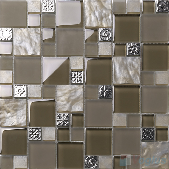 Magic Cube Glass Metal Blend Mosaic Tiles VB-GMMF92