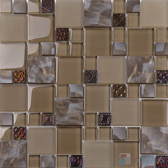 Magic Cube Glass Metal Blend Mosaic Tiles VB-GMMF93