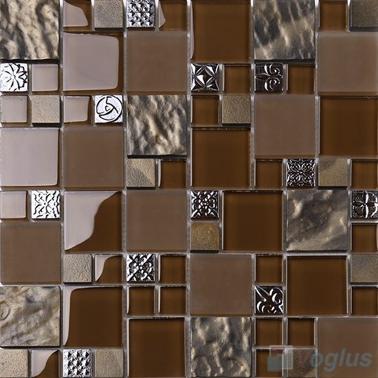 Magic Cube Glass Metal Blend Mosaic Tiles VB-GMMF94