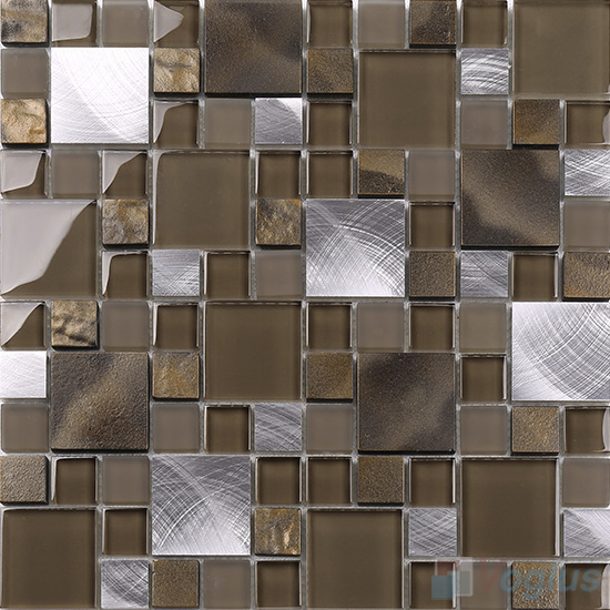 Magic Cube Glass Metal Blend Mosaic Tiles VB-GMMF96