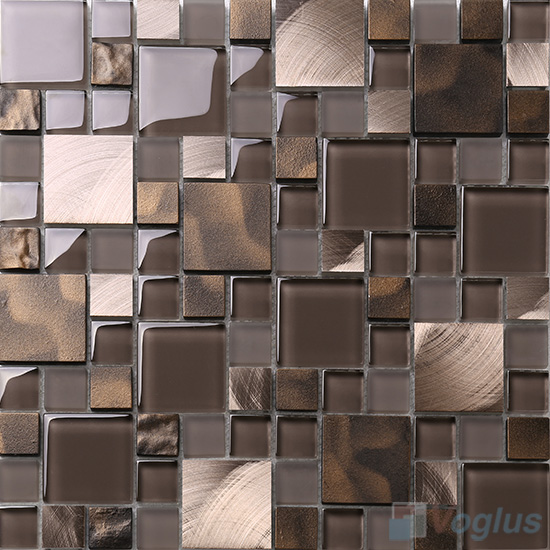 Magic Cube Glass Metal Blend Mosaic Tiles VB-GMMF98