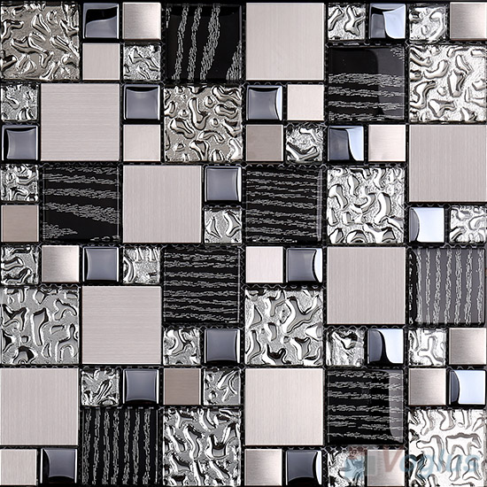 Magic Cube Glass Metal Mosaic Tiles VB-GMMD86