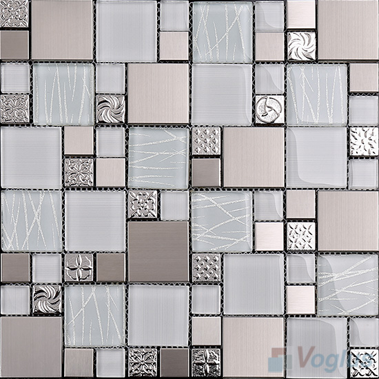 Magic Cube Glass Metal Mosaic Tiles VB-GMMD87