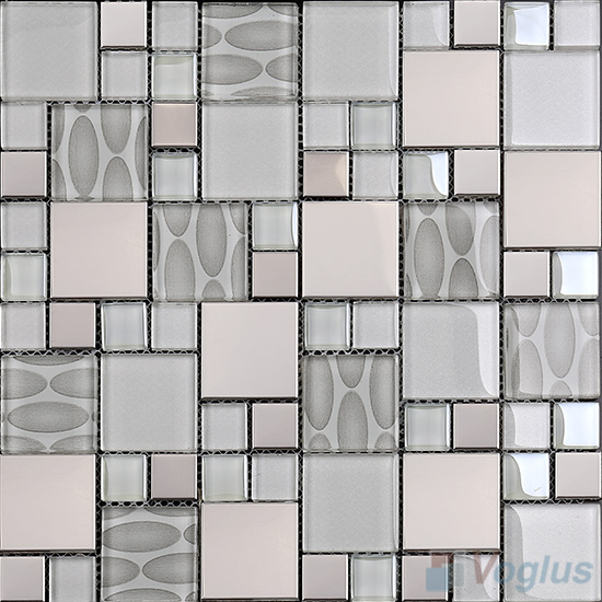Magic Cube Glass Metal Mosaic Tiles VB-GMMD88