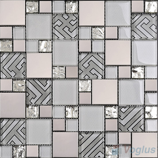 Magic Cube Glass Metal Mosaic Tiles VB-GMMD89