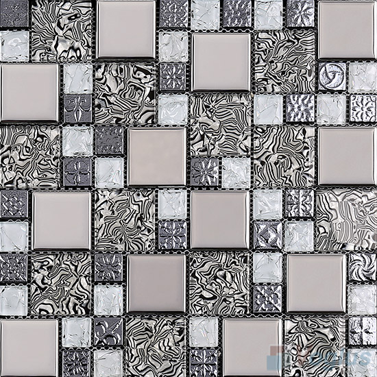 Magic Cube Glass Metal Mosaic Tiles VB-GMMD95